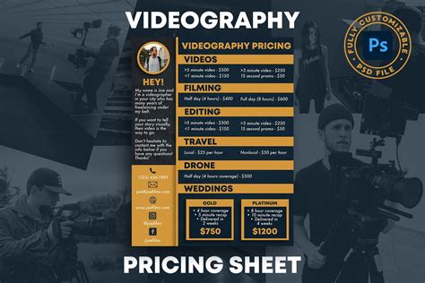 Videography Pricing Sheet Template